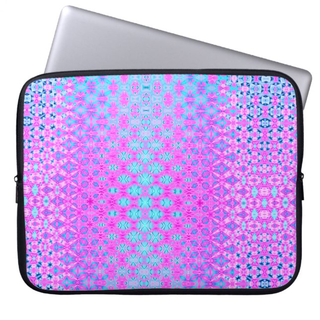 Capa Para Notebook Magenta, Azul-Céu e Geométrico dos Marinhos (Frente)