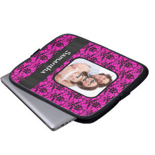 Capa Para Notebook Magenta e damasco preto