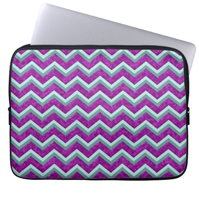 Capa Para Notebook Magenta Foil e Teal ZigZag Padrão (Frente)
