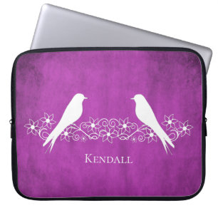 Capa Para Notebook Magenta Lovebird Bolsa de laptop Vinha Floral