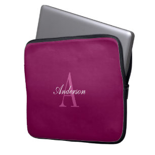 Capa Para Notebook Magenta Vermelha Elegante, Nome Cor-de-Rosa e Bran