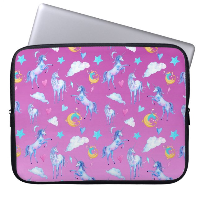 Capa Para Notebook Magical Unicorn Pattern Watercolor Design (Frente)