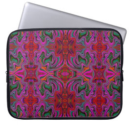 Capa Para Notebook Magnífico Padrão Ondulado Magenta, Vermelho e Verd