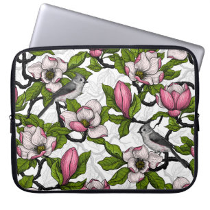 Capa Para Notebook Magnólia florescente e pássaro-do-titrato