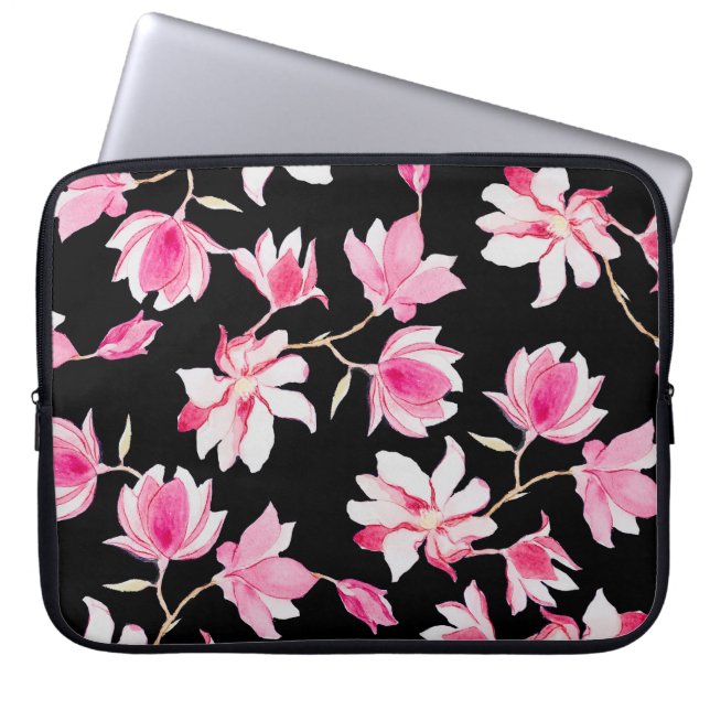Capa Para Notebook Magnolia Romântica: Negra Aquarela (Frente)
