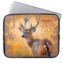 Capa Para Notebook Majestic Deer in a Field of Wildflowers