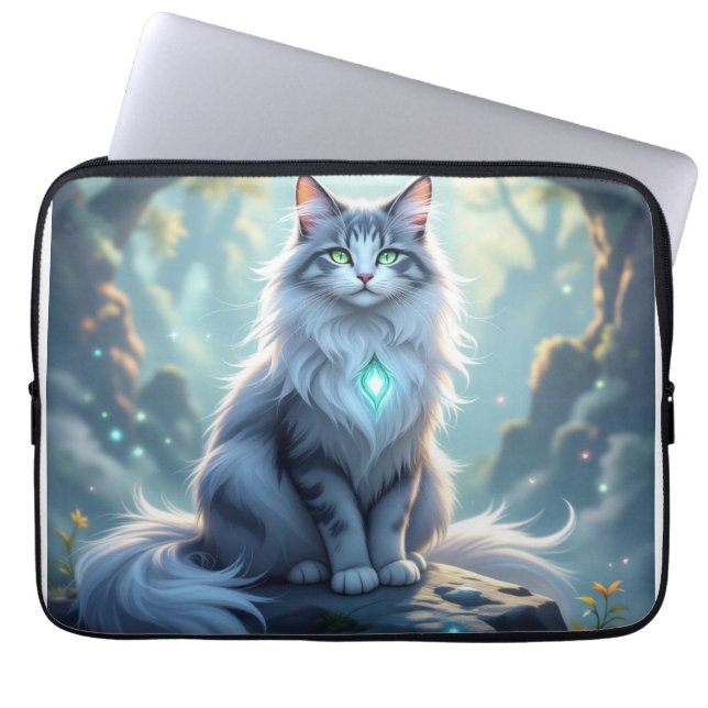 Capa Para Notebook **Majestic Fantasy Cat with Mystical Aura – High F (Frente)