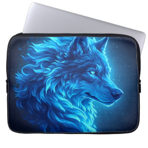 Capa Para Notebook Majestoso Lobo Azul Brilhante Arte de Fantasia da 