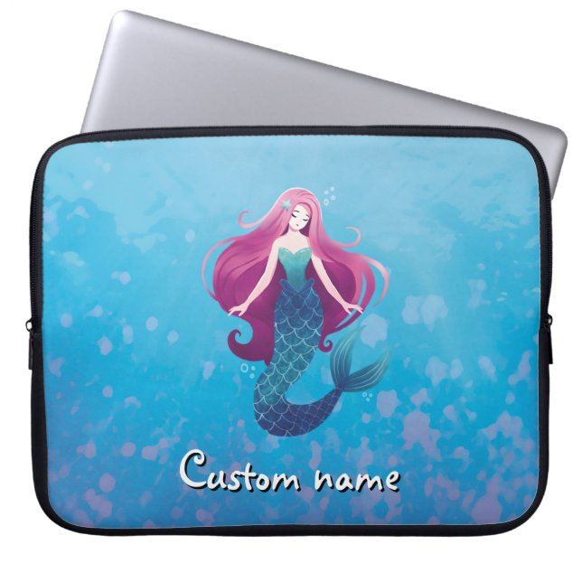 Capa Para Notebook Mala de Bolsa de laptop Personalizada da Sereia do (Frente)