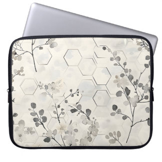 Capa Para Notebook Mala de Laptop das flores de mel e Cinzas