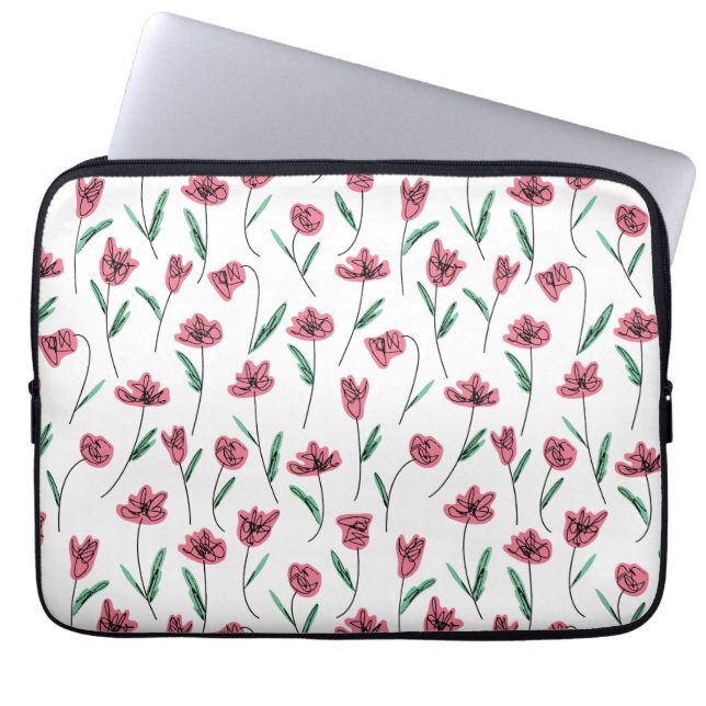 Capa Para Notebook Mala de Laptop Floral Whimsical - Flores Escriváve (Frente)