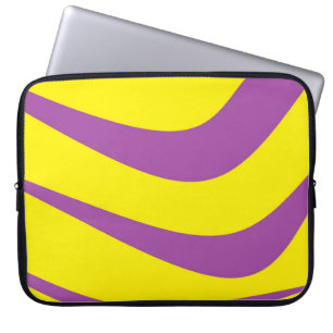 Capa Para Notebook Mala Laptop Amarela Com Faixa Roxa