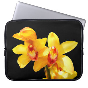 Capa Para Notebook Mala Laptop Orquídeo de Cymbidium Amarelo