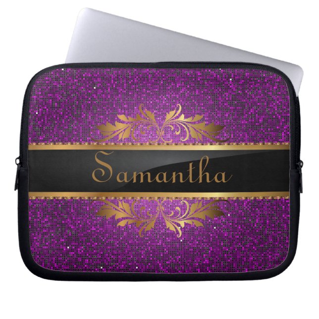 Capa Para Notebook Mala Protetora De Glitz De Disco Com Sequência De  (Frente)