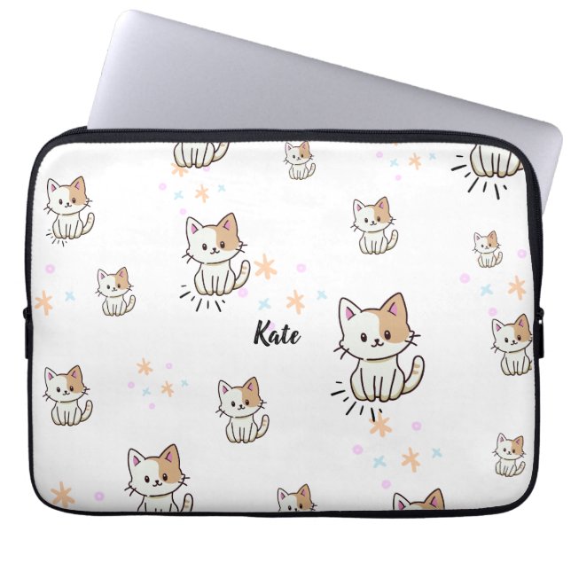 Capa Para Notebook Maleta de Gadget de Padrão de Gatinho Personalizad (Frente)
