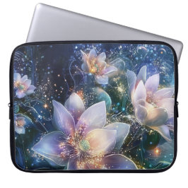 Capa Para Notebook Maleta Elegante de Laptop com Flores Brancas