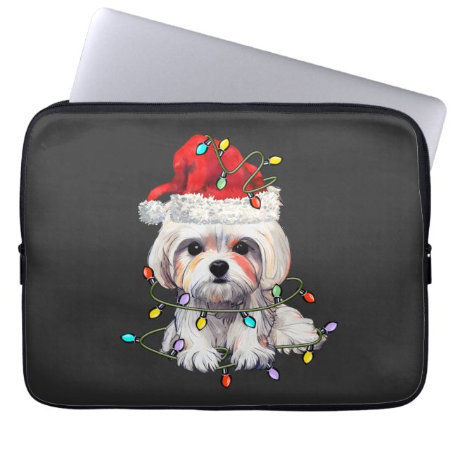 Capa Para Notebook Maltês - Natal, Xmas Maltês - Cão Maltês (Frente)