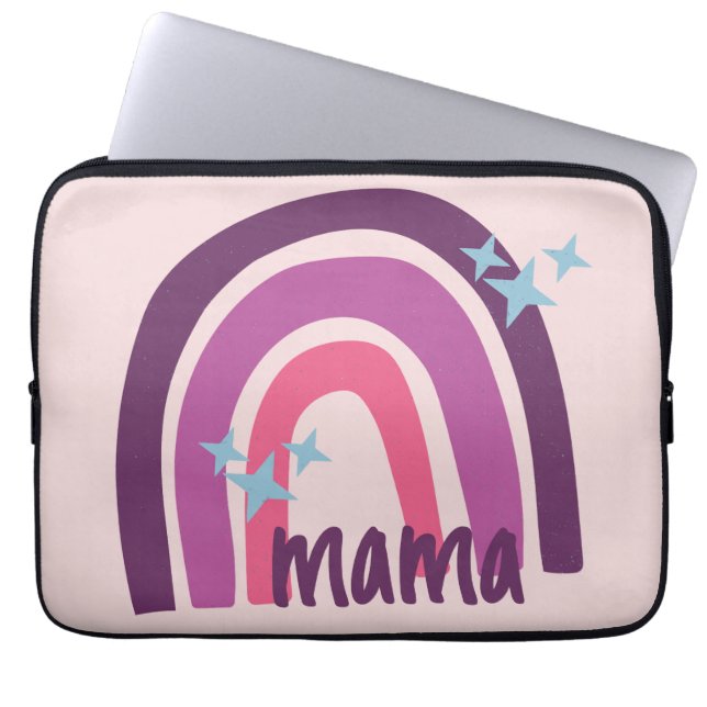 Capa Para Notebook Mama personalizada boêmica rosa-púrpura do arco-ír (Frente)