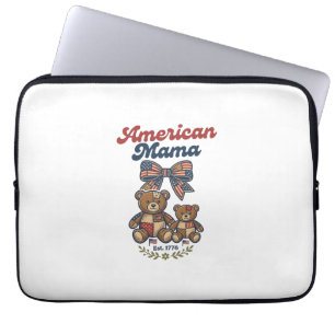 Capa Para Notebook Mamãe Americana Urso Patriótico Remendo Vetorial D