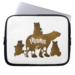 Capa Para Notebook Mamãe Ursa Com 3 Filhotes De Urso Seguindo Mamãe