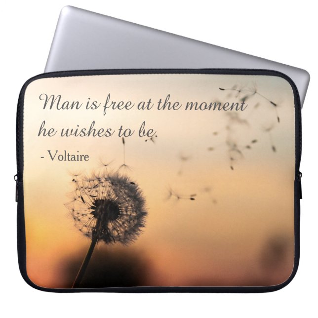 Capa Para Notebook Man is Free Voltaire Quote Dandelion (Frente)
