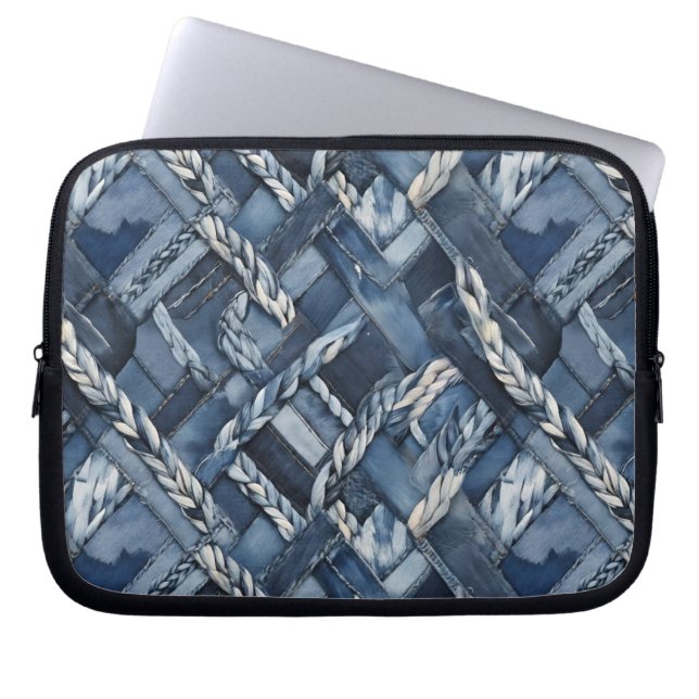 Capa Para Notebook Mancha Escura De Denim E Braids (Frente)