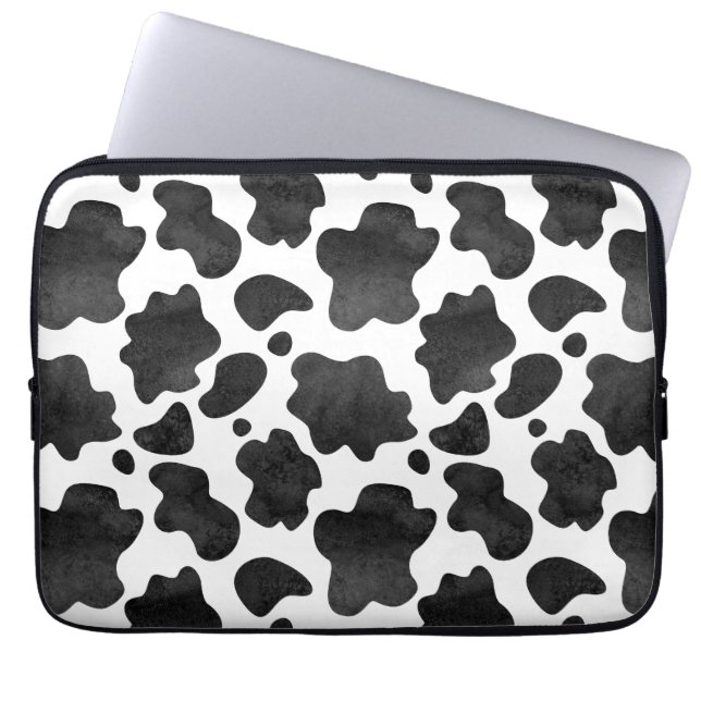 Capa Para Notebook Manchas de Vaca Padrão Impressão em Preto e Branco (Frente)