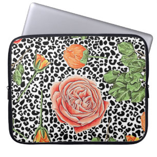 Capa Para Notebook Manchas-leopardo Prato Floral Laranja