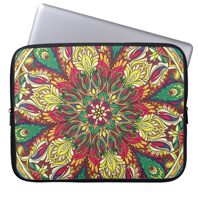 Capa Para Notebook Mandala Bandana: Vintage Seamless Design. (Frente)