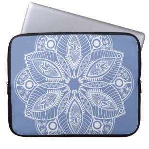 Capa Para Notebook Mandala branca exótica em fundo bege