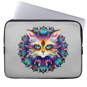 Capa Para Notebook Mandala com um retrato de gato peludo