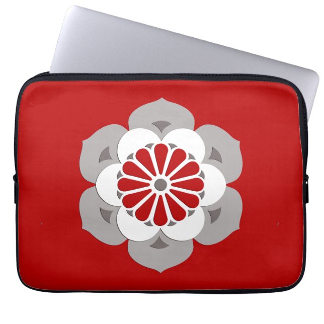 Capa Para Notebook Mandala da flor de Lotus, obscuridade - vermelho, (Frente)