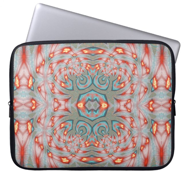 Capa Para Notebook Mandala de Fogo Azul-Verde (Frente)