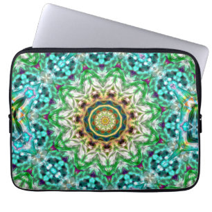 Capa Para Notebook Mandala de textura verde e azul aqua de metal duro
