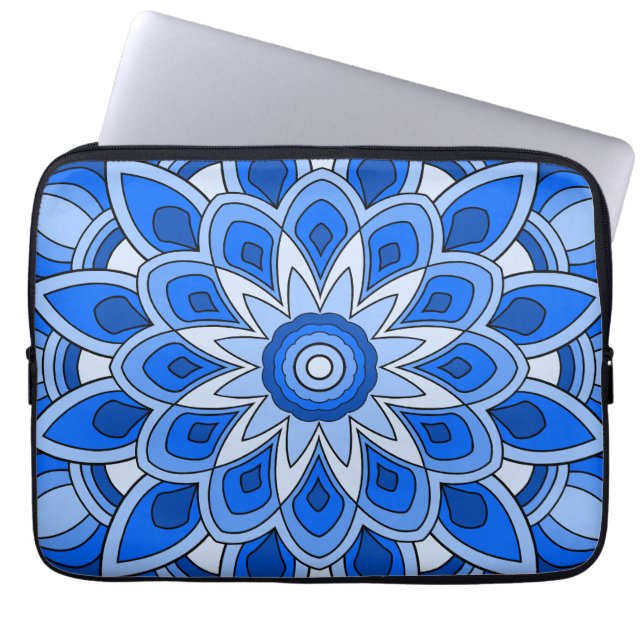 Capa Para Notebook Mandala em azul (Frente)