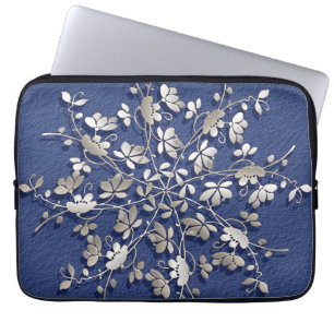 Capa Para Notebook Mandala metálica floral no fundo do grunge