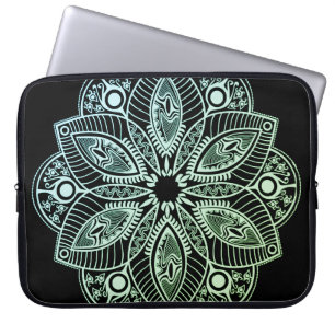 Capa Para Notebook Mandala Verde Tribal Exótica