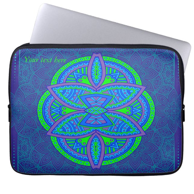 Capa Para Notebook Mandalas no Marinho Blue Repetir design (Frente)