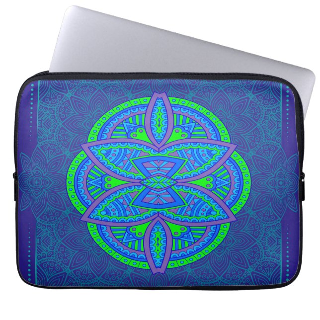 Capa Para Notebook Mandalas no Marinho Blue Repetir design (Frente)