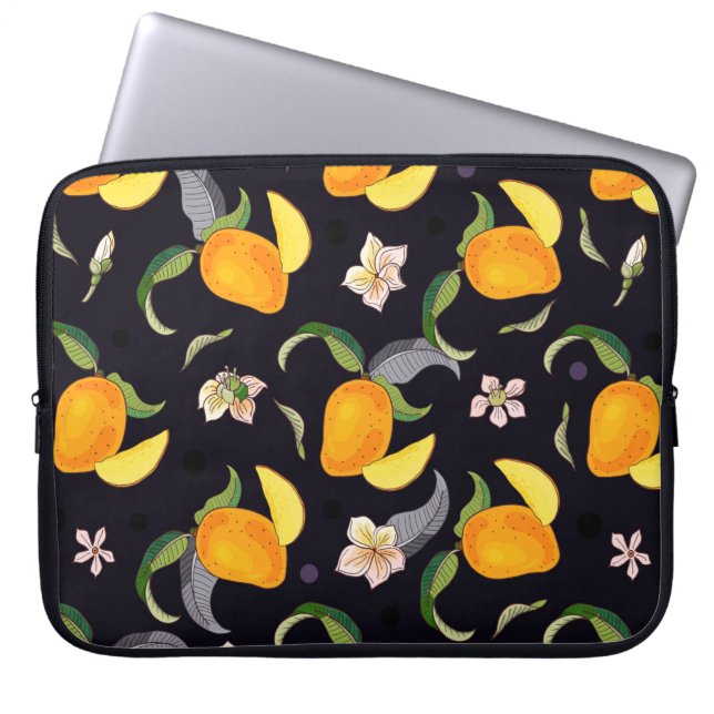 Capa Para Notebook Mango. Padrão sem costura com trópico amarelo e ve (Frente)