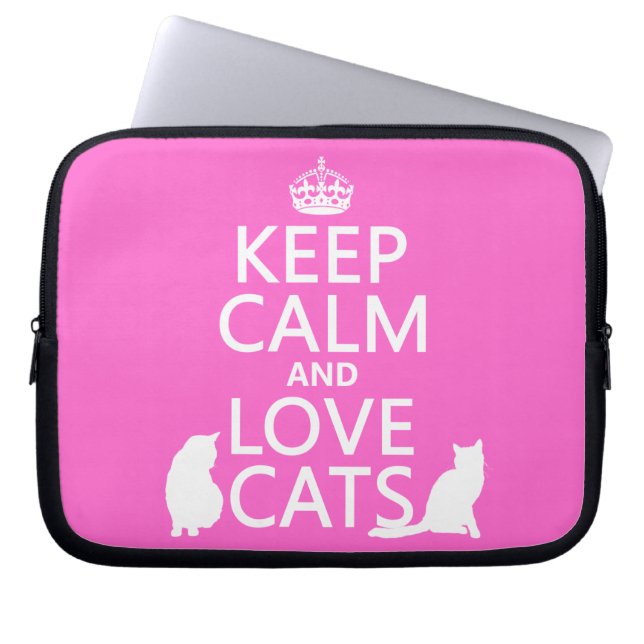 Capa Para Notebook Mantenha a calma e ame gatos (Frente)