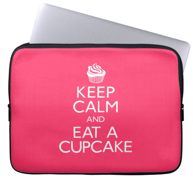 Capa Para Notebook Mantenha a calma e coma um cupcake (Frente)