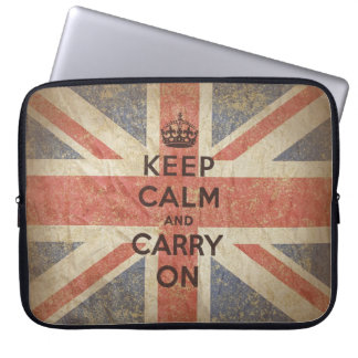 Capa Para Notebook Mantenha a calma e continue com bandeira BRITÂNICA