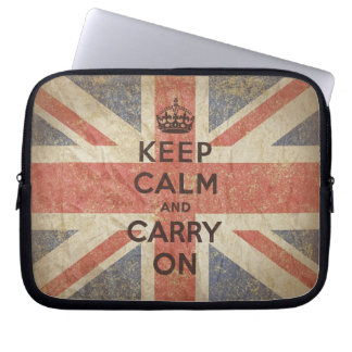 Capa Para Notebook Mantenha a calma e continue com bandeira BRITÂNICA