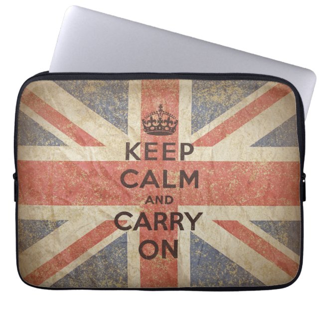 Capa Para Notebook Mantenha a calma e continue com bandeira BRITÂNICA (Frente)