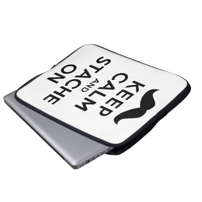 Capa Para Notebook Mantenha a calma e o Stache sobre (Frente Inferior)