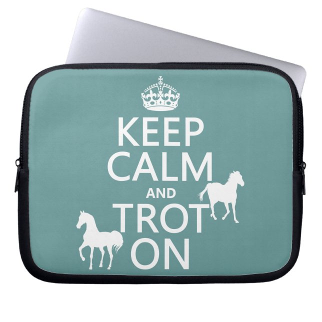 Capa Para Notebook Mantenha a calma e trote sobre - cavalos - todas (Frente)