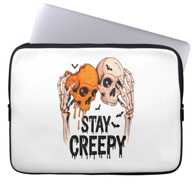 Capa Para Notebook Mantenha-se assustador com PNG, Halloween Retro Sk (Frente)
