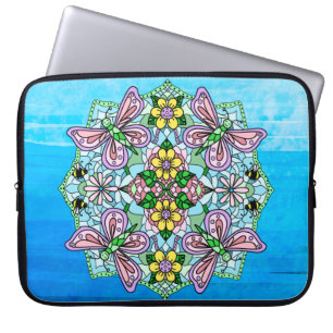 Capa Para Notebook Mão azul rosa e leve desenhada Mandala