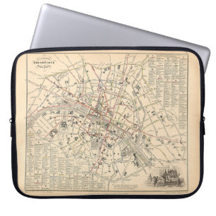 Capa Para Notebook Mapa 1858: Itineraire des Omnibus dans Paris Franç